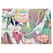 Waterverf Cactus Floral Stripes Design Large Cadeautasje (Voorkant)