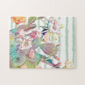 Waterverf Cactus Floral Stripes Design Legpuzzel (Horizontaal)