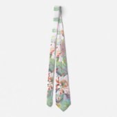 Waterverf Cactus Floral Stripes Design Stropdas (Achterkant)