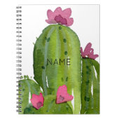 Waterverf Cactus Flowers NAAM Groen Roze Wit Notitieboek (Voorkant)