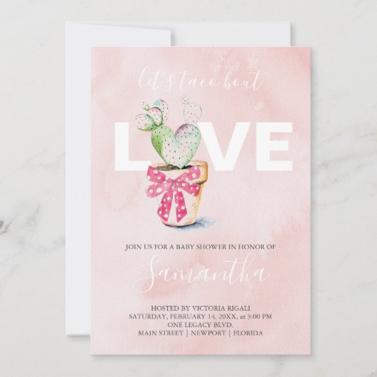 Waterverf Cactus Galantine Baby shower (Voorkant)