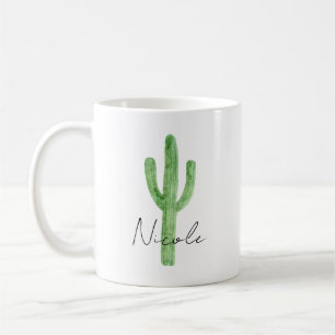 Waterverf Cactus gepersonaliseerde naam Koffiemok