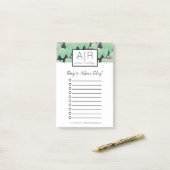 Waterverf Cactus Greenery Botanical Pattern Green Post-it® Notes (Op bureau)