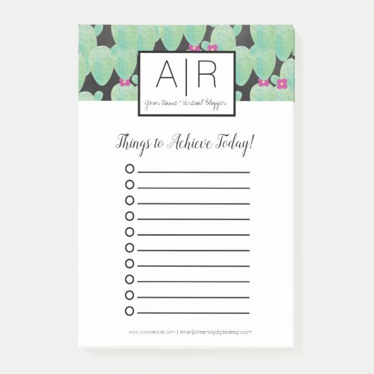 Waterverf Cactus Greenery Botanical Pattern Green Post-it® Notes (Voorkant)