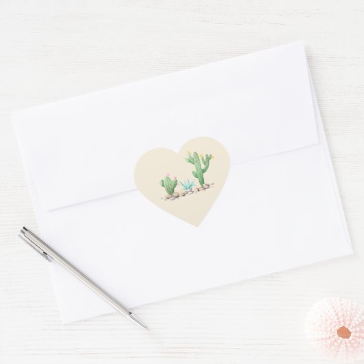 Waterverf Cactus Hart Sticker (Envelop)