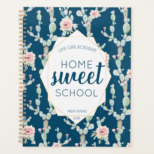 Waterverf Cactus Homeschool Leraar Student Planner (Voorkant)