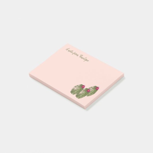 Waterverf Cactus in Bloom met Jouw naam Post-it® Notes (Schuin)