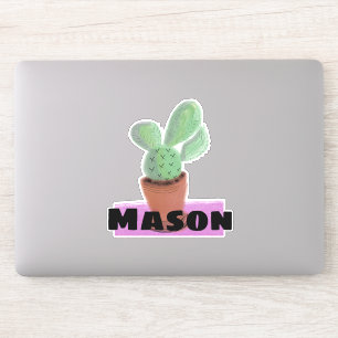Waterverf Cactus in Pot Aangepaste Naam Sticker