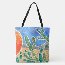 Waterverf Cactus Landscape Canvas tas
