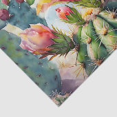 Waterverf Cactus met levendige woestijnbloemen Tissuepapier (Detail)