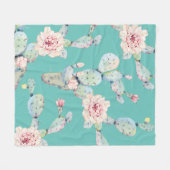 Waterverf Cactus met Roze Bloemen Modern Pattern Fleece Deken (Voorkant (Horizontaal))