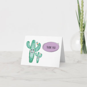 Waterverf Cactus Momma en Baby Dank u opmerking Bedankkaart