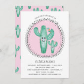 Waterverf Cactus Momma en Baby shower Kaart (Voorkant / Achterkant)