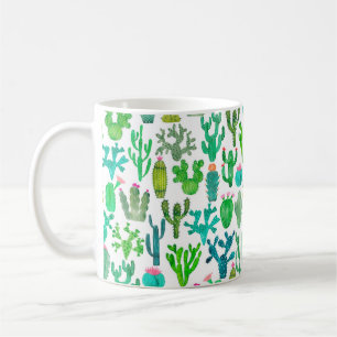 Waterverf cactus naadloos patroon. Cacti backgrou Koffiemok