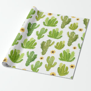 Waterverf cactus naadloos patroon cadeaupapier