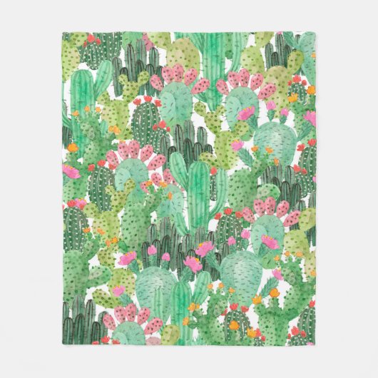 Waterverf cactus naadloos patroon fleece deken (Voorkant)