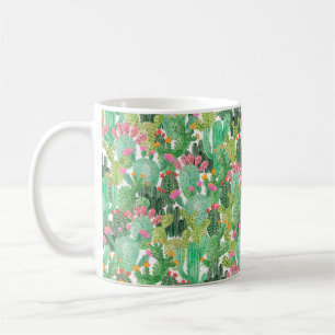 Waterverf cactus naadloos patroon koffiemok