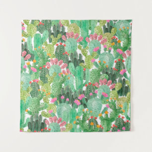Waterverf cactus naadloos patroon wandkleed