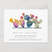 Waterverf Cactus New Home Moving Announge Briefkaart (Voorkant)
