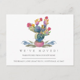 Waterverf Cactus New Home Moving Announge Briefkaart