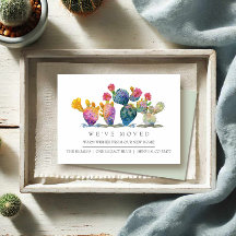 Waterverf Cactus New Home Moving Announge