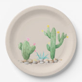 Waterverf Cactus Papieren Bordje (Voorkant)