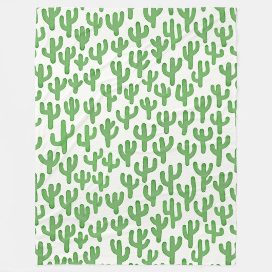 Waterverf Cactus Patroon - Groen Fleece Deken (Voorkant)