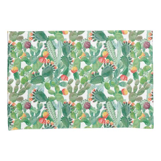 Waterverf Cactus Patroon Kussensloop (Voorkant-Rechts)