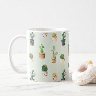 Waterverf Cactus Pattern Mint Green Koffiemok