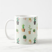 Waterverf Cactus Pattern Mint Green Koffiemok (Links)