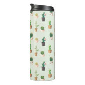 Waterverf Cactus Pattern Mint Green Monogram Thermosbeker (Geroteerd rechts)