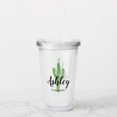 Waterverf Cactus Personalized Bridesmaid Acryl Drinkbeker (Achterkant)