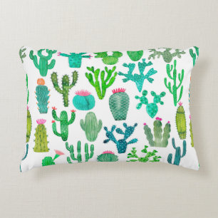 Waterverf cactus plant set, cacti flower illustra accent kussen
