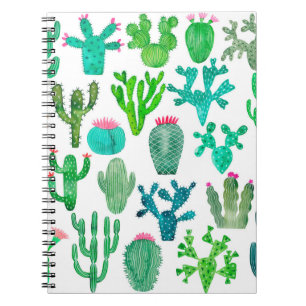 Waterverf cactus plant set, cacti flower illustra notitieboek
