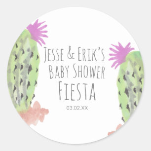 Waterverf Cactus Planten handgeschilderd Baby show Ronde Sticker