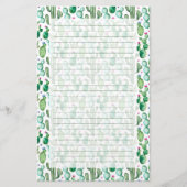 Waterverf Cactus Planten Patroon Briefpapier (Voorkant)