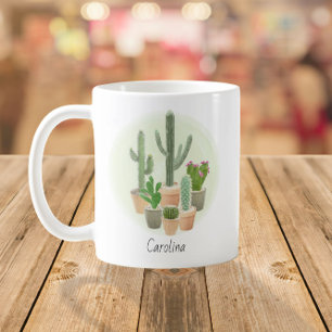 Waterverf Cactus Planten Succulent Custom Name Koffiemok