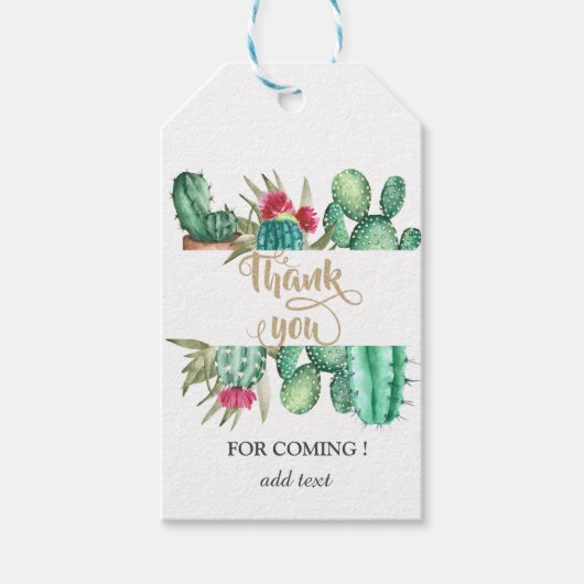 Waterverf Cactus Polka Dots Cadeaulabel (Voorkant)