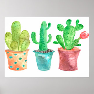 Waterverf Cactus Poster