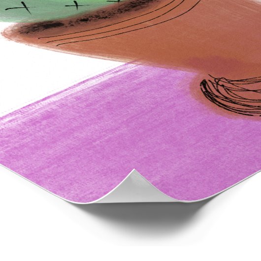 Waterverf Cactus Pot Doodle Art Poster (Hoek)