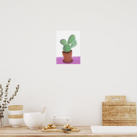 Waterverf Cactus Pot Doodle Art Poster (Keuken)