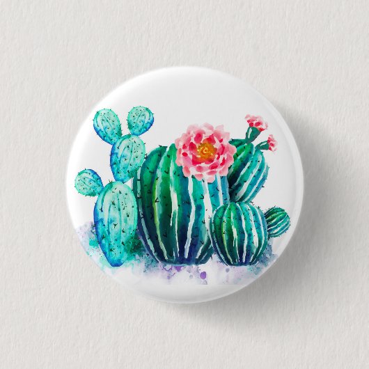 waterverf Cactus Ronde Button 3,2 Cm (Voorkant)