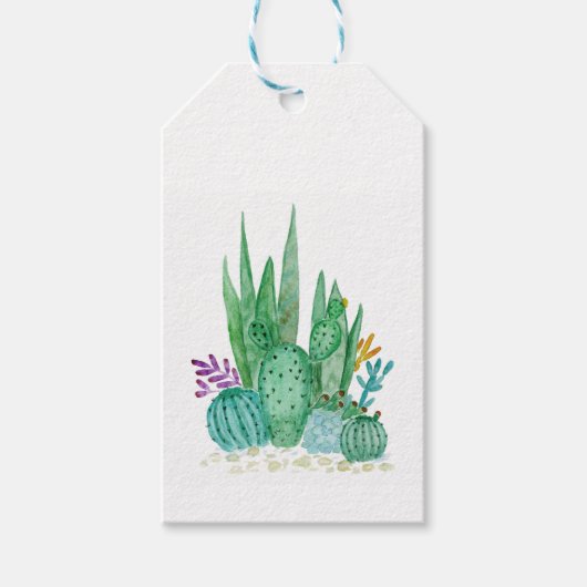 Waterverf , cactus , sacharose cadeaulabel (Voorkant)