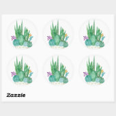 Waterverf , cactus , sacharose ronde sticker (Vel)