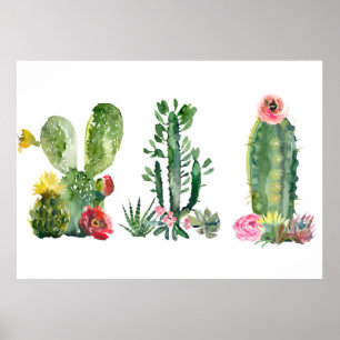 Waterverf Cactus schilderen Poster