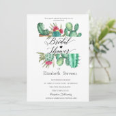 Waterverf Cactus Script Stippen Bruidsdouche Kaart (Staand voorkant)