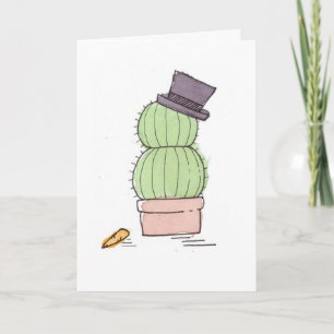 Waterverf Cactus Snowman Card Feestdagen Kaart