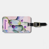Waterverf Cactus Succulent Floral Personalized Bagagelabel (Voorkant horizontaal)
