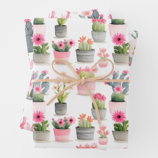 Waterverf Cactus Succulent Pattern Western Chic Inpakpapier Vel (In situ)