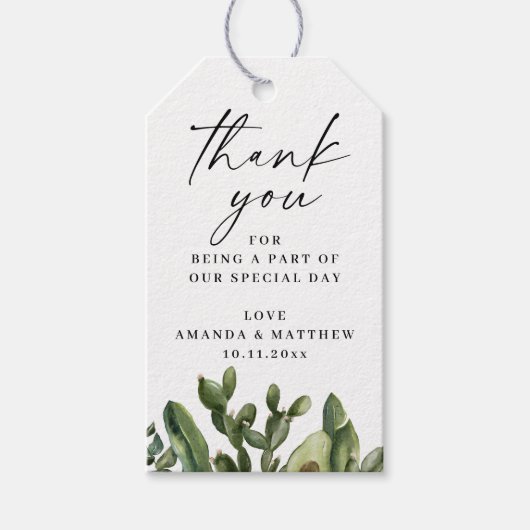 Waterverf Cactus Succulent Wedding Bedankt Cadeaulabel (Voorkant)